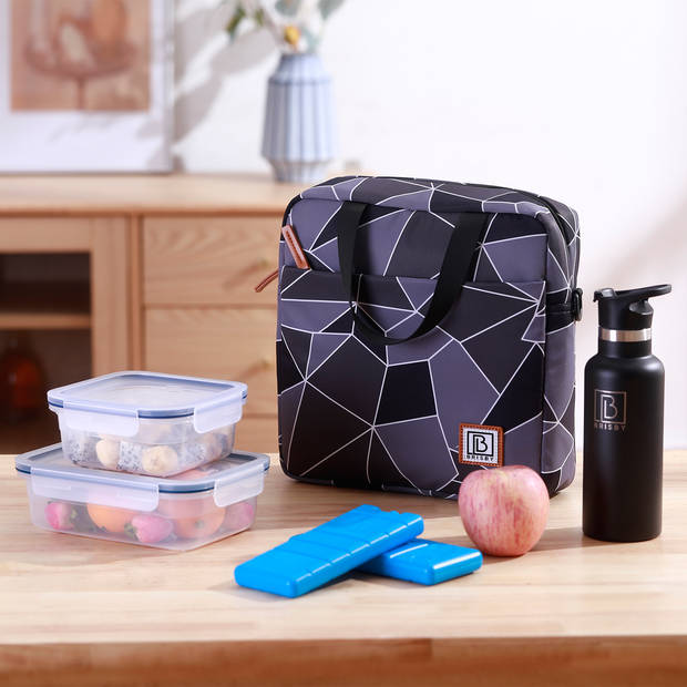 Brisby 4 Laags Geïsoleerde Koeltas - Lunchtas 7 liter - Abstract Grijs en Zwart