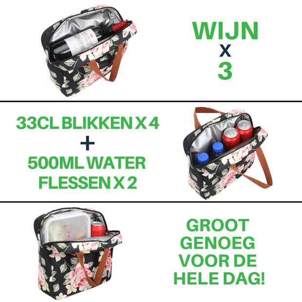 Brisby 4 Laags Geïsoleerde Koeltas - Lunchtas 7 liter - Bloemetjes