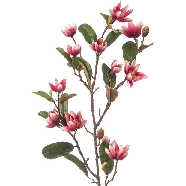 Emerald Kunstbloem Magnolia Pearl tak - 87 cm - fuchsia - Kunst zijdebloemen - Kunstbloemen