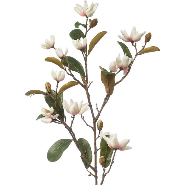 Emerald Kunstbloem Magnolia Pearl tak - 87 cm - creme/roze - Kunst zijdebloemen - Kunstbloemen