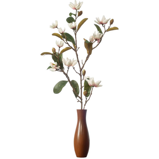 Emerald Kunstbloem Magnolia Pearl tak - 87 cm - creme/roze - Kunst zijdebloemen - Kunstbloemen