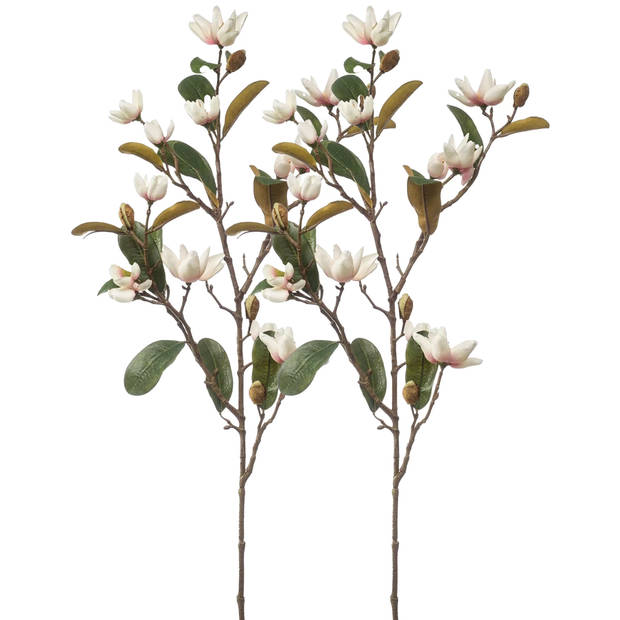 Emerald Kunstbloem Magnolia Pearl tak - 87 cm - creme/roze - Kunst zijdebloemen - Kunstbloemen