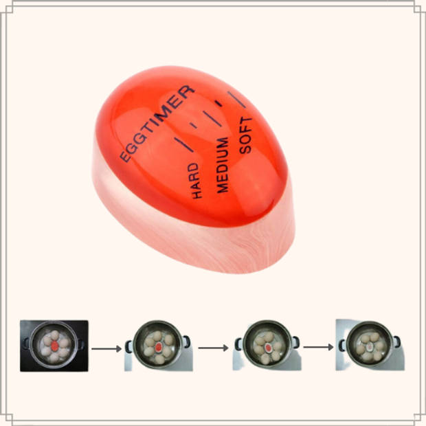 OTIX Eierwekker - Egg timer - Makkelijk eieren koken - Rood - 6x4.5x3 cm - Kunststof - Verkleurend