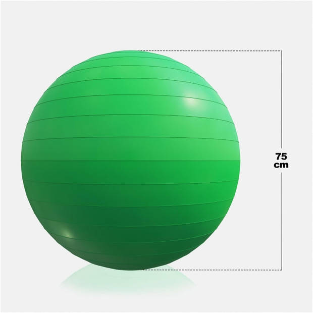 Fitnessbal Ø 75 cm - incl. Pomp - Gym bal - Yoga - Belastbaar tot 500 kg - Groen