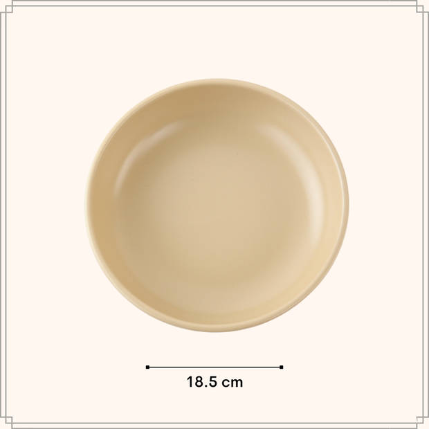 OTIX Pastaborden - Bordenset - 6 Persoons - Diepe Borden - Soepborden - 19cm - Beige - Keramiek - ORCHID