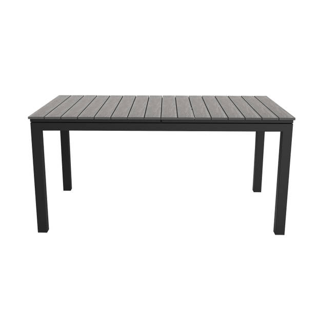 Dory tuintafel, incl. 2 inlegplaten L 160-260 cm zwart/grijs.