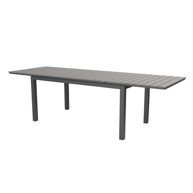 Dory tuintafel, incl. 2 inlegplaten L 160-260 cm zwart/grijs.