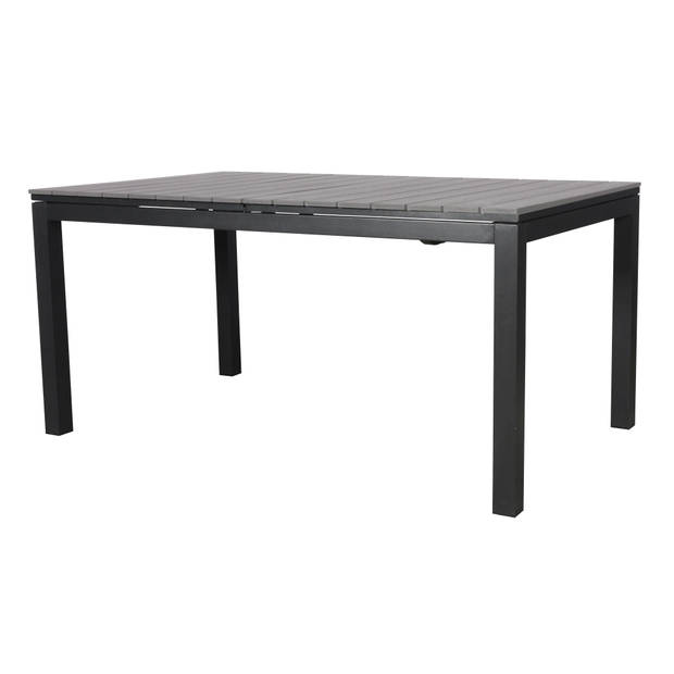 Dory tuintafel, incl. 2 inlegplaten L 160-260 cm zwart/grijs.