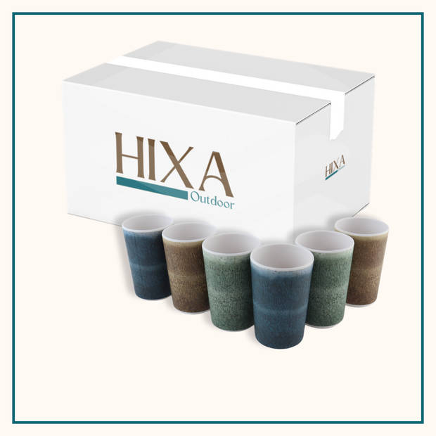 HIXA Melamine Bekers - Limonadebekers - 200ml - 6 Stuks - Campingservies - PINE