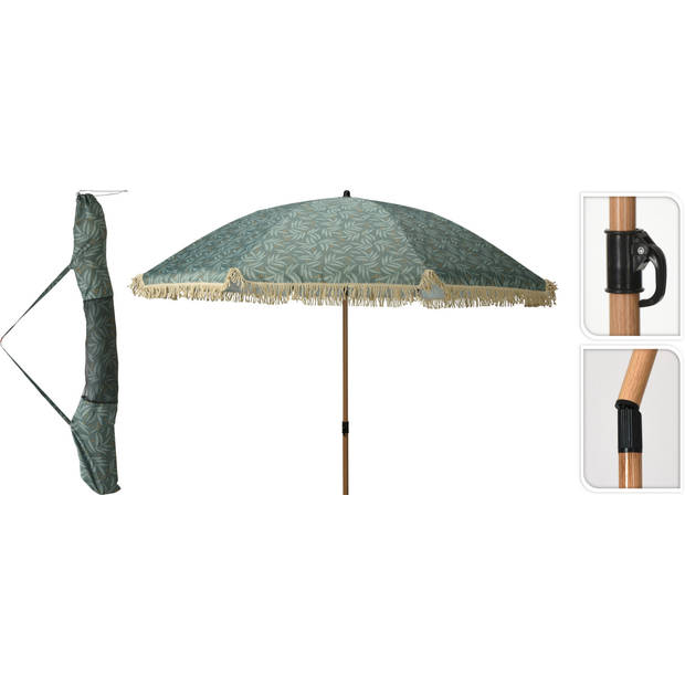 Parasol met kantfranje Volant en Bladeren-motief 200 cm - Groen