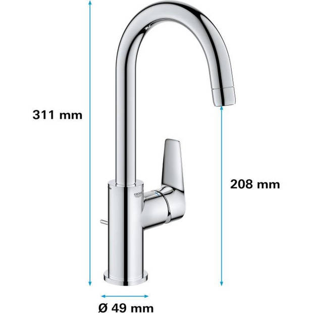 GROHE - Eengreeps wastafelmengkraan - Maat L