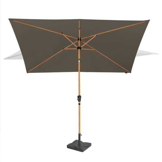 VONROC Premium Stokparasol Rapallo 200x300cm - Incl. parasolvoet & beschermhoes – Rechthoekige parasol - Kantelbaar – UV