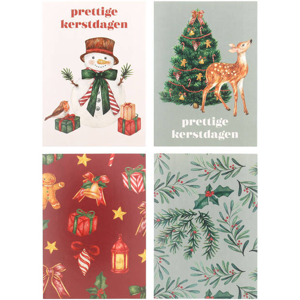 2x5 Kerstkaarten staand met envelop, 2 assorti