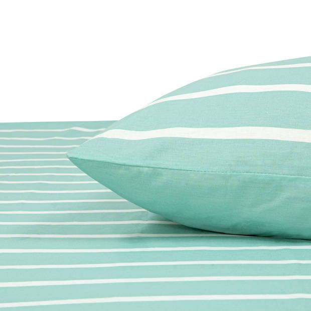 DoubleDry Dekbedovertrek My Design - 100% katoen - 140x200 - streep aqua