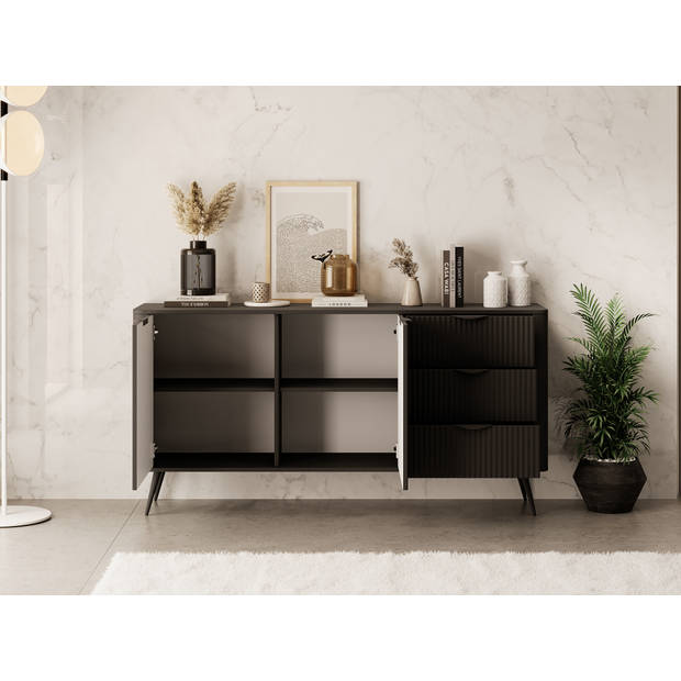 Meubella Dressoir Lima - Zwart - 163 cm