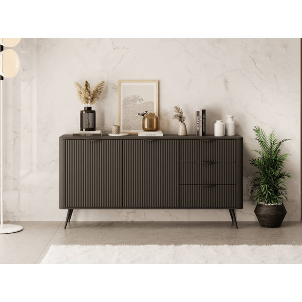 Meubella Dressoir Lima - Zwart - 163 cm