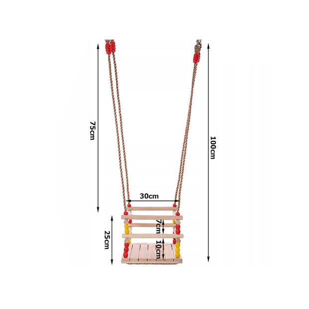 Tuinschommel Houten Schommelstoel Kinderen - Schommelzitje Tuin - Vanaf 2 jaar