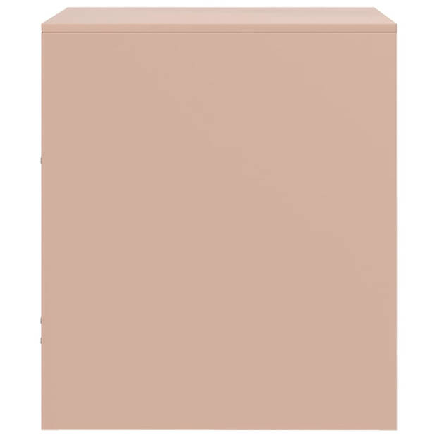 vidaXL Nachtkastje 34,5x39x44 cm staal roze
