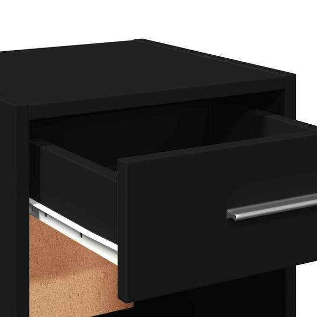 vidaXL Nachtkastje 35x34x65 cm bewerkt hout zwart
