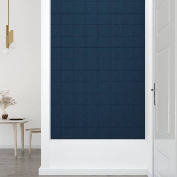 vidaXL Wandpanelen 12 st 2,16 m² 60x30 cm fluweel blauw