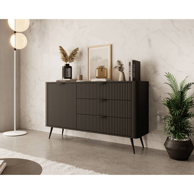 Meubella Dressoir Lima - Zwart - 138 cm