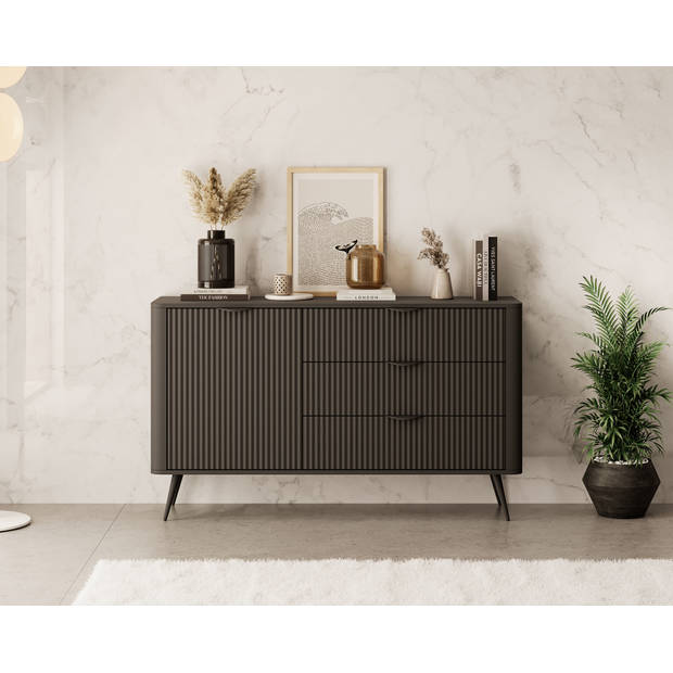 Meubella Dressoir Lima - Zwart - 138 cm