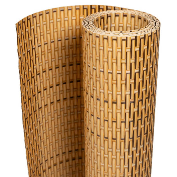 vidaXL Balkonscherm 600x80 cm poly rattan lichtbruin