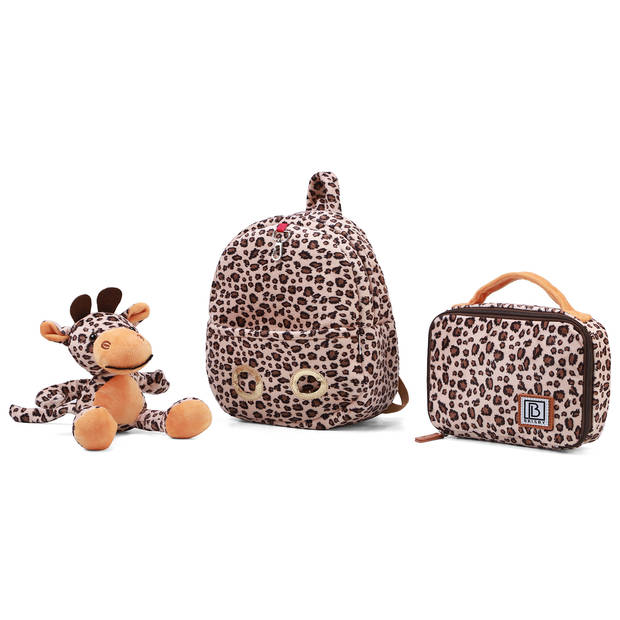 Brisby Peuter - Kleuter - Rugzak - Schooltas - Boekentas - Giraffe - inclusief lunchtas en knuffel