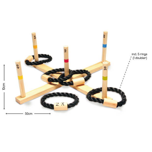 BS Toys Ringwerpen Werpspel - Buitenspeelgoed vanaf 6 Jaar - Ring Gooien - 5 Ringen - 50x50x10 cm