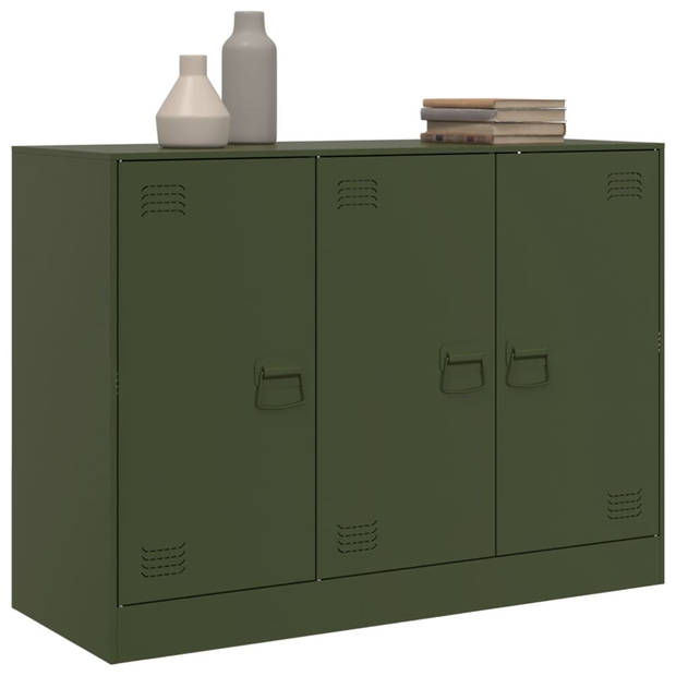 vidaXL Dressoir 99x39x73 cm staal olijfgroen