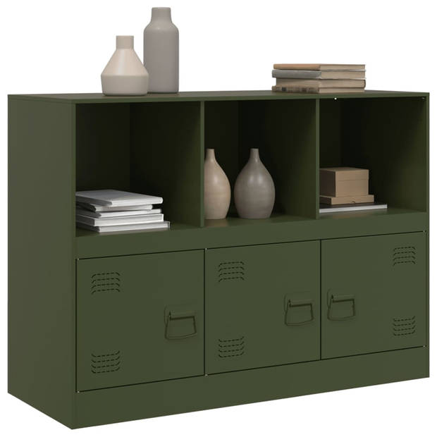 vidaXL Dressoir 99x39x73 cm staal olijfgroen