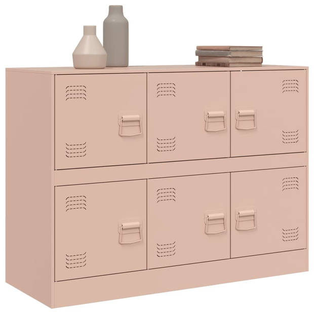 vidaXL Dressoir 99x39x73 cm staal roze