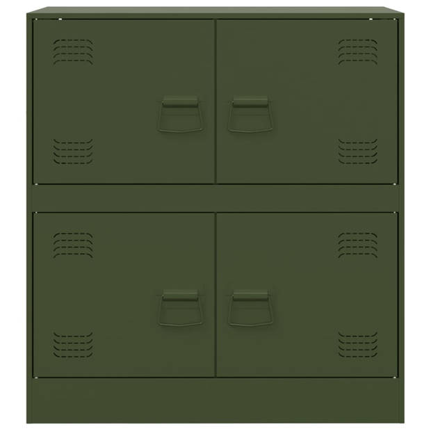 vidaXL Dressoir 67x39x73 cm staal olijfgroen