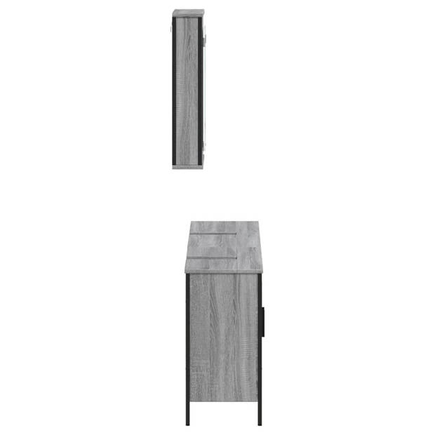 vidaXL 3-delige Badkamermeubelset bewerkt hout grijs sonoma eikenkleur