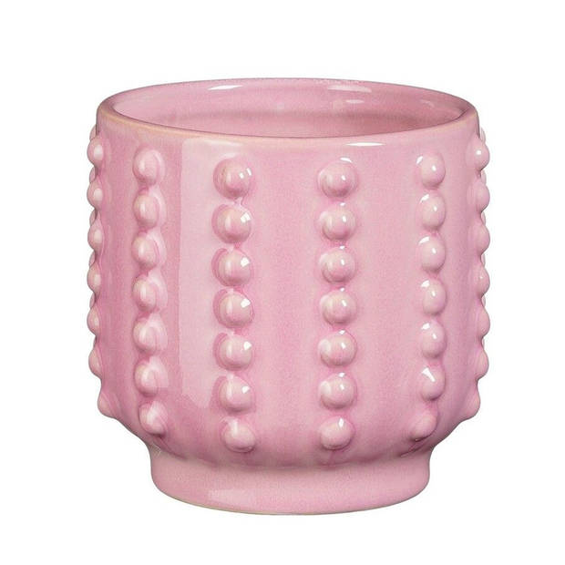 Mica Decorations Pot - 2x - boaz - gebobbeld - roze - 13 x 14 cm - Plantenpotten