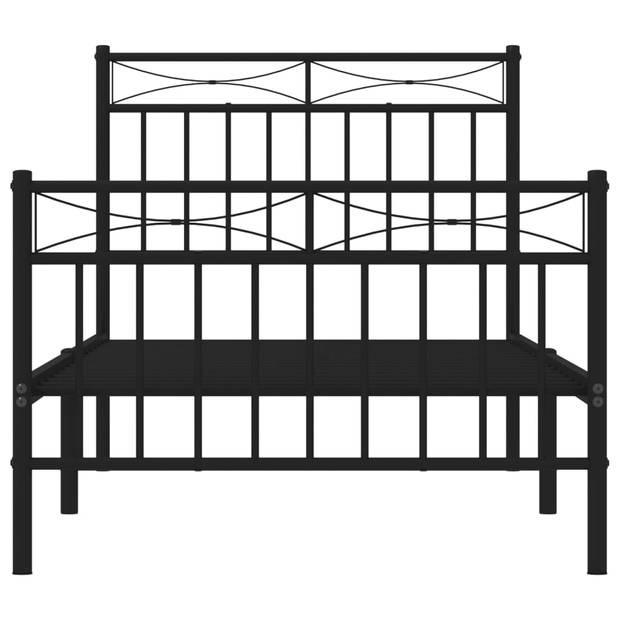 vidaXL Bedframe met hoofd- en voeteneinde metaal zwart 90x190 cm