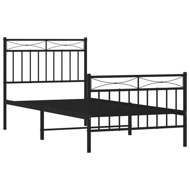 vidaXL Bedframe met hoofd- en voeteneinde metaal zwart 90x190 cm