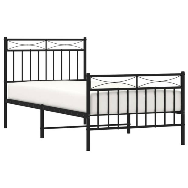 vidaXL Bedframe met hoofd- en voeteneinde metaal zwart 90x190 cm