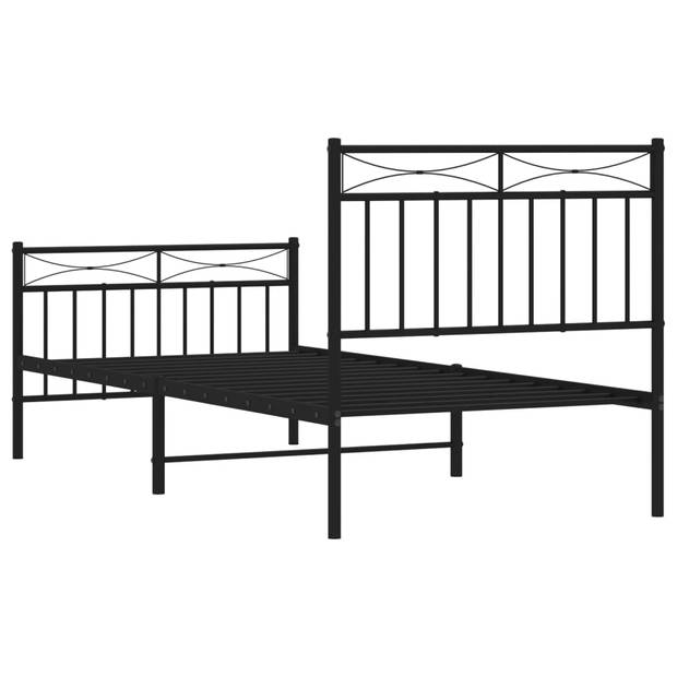 vidaXL Bedframe met hoofd- en voeteneinde metaal zwart 90x190 cm