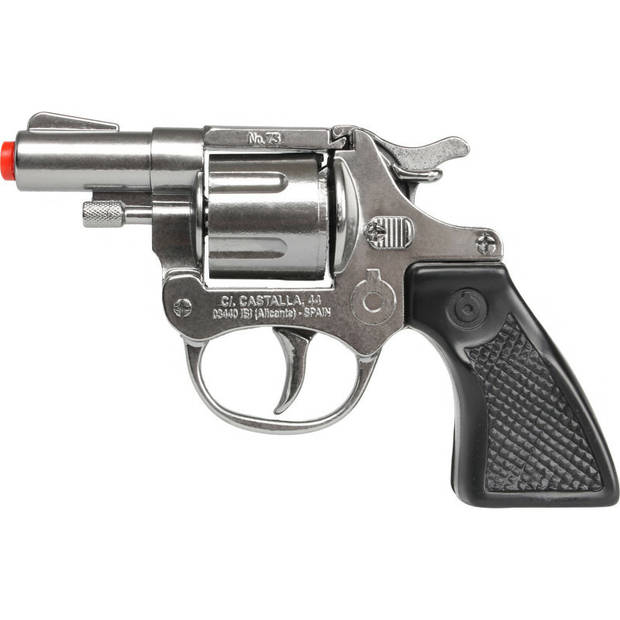 Gohner politie verkleed speelgoed revolver/pistool met kort loop - metaal/plastic - 8 schots - Verkleedattributen