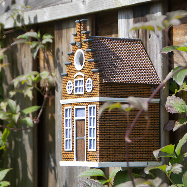 Esschert design vogelhuisje/nestkastje - steenrood - grachtenpand - trapgevel - Vogelhuisjes