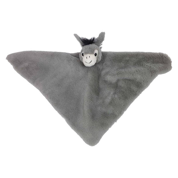 Pia Toys Knuffeldier Ezel - zachte pluche stof - tuttel/knuffeldoekje - grijs - 45 cm - Knuffeldoek