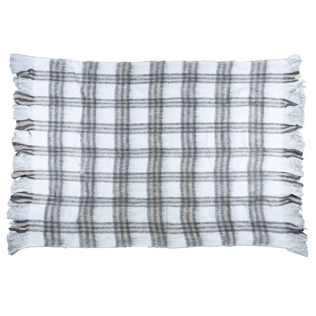 Mars & More Plaid in wollook 'Ruit' Beige, 130x170cm