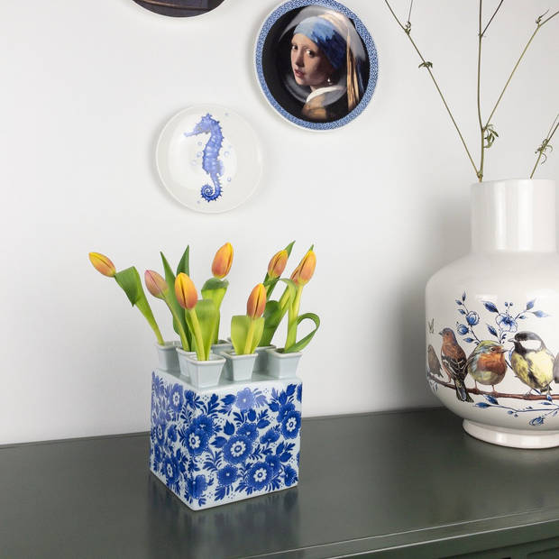 Heinen Delfts Blauw Tulpenvaas 'Bloem'