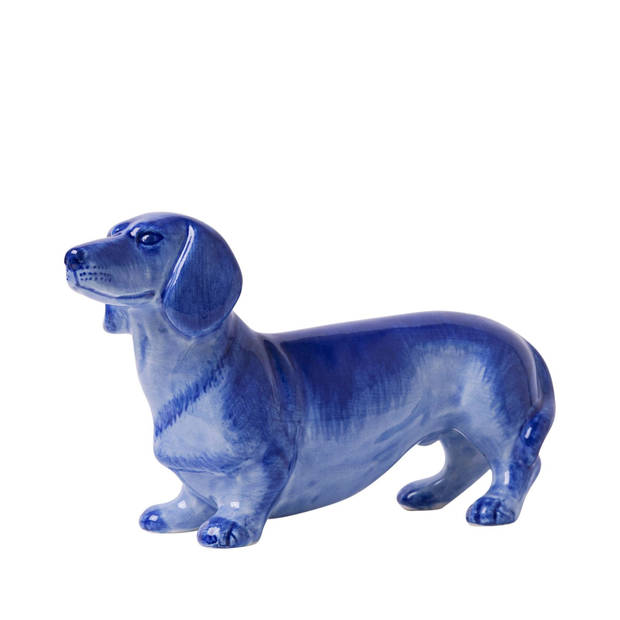 Heinen Delfts Blauw Decoratief figuur 'Teckel'