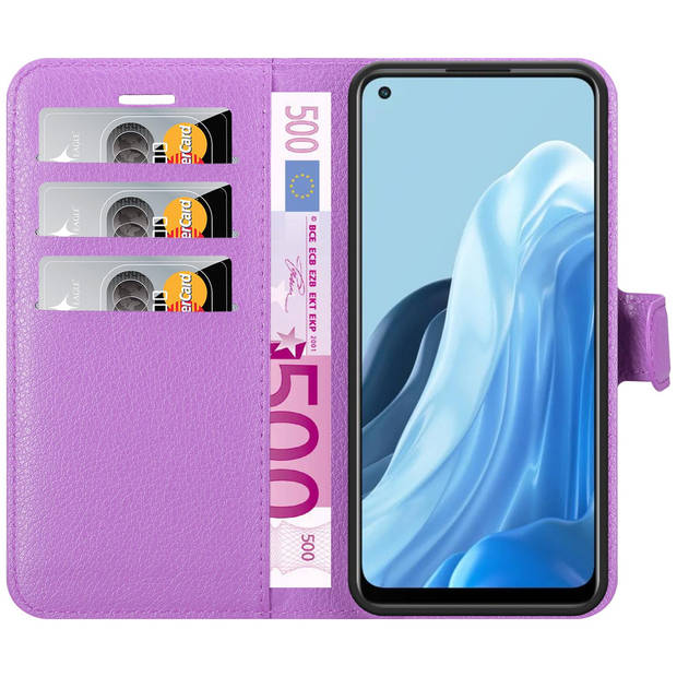 Cadorabo Hoesje geschikt voor Oppo FIND X5 LITE / Reno7 5G in MANGAAN PAARS - Beschermhoes Cover magnetische sluiting