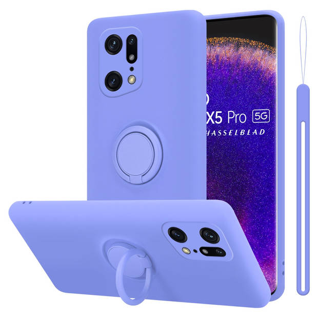 Cadorabo Hoesje geschikt voor Oppo FIND X5 PRO in LIQUID LICHT PAARS - Beschermhoes van TPU silicone Case Cover met ring