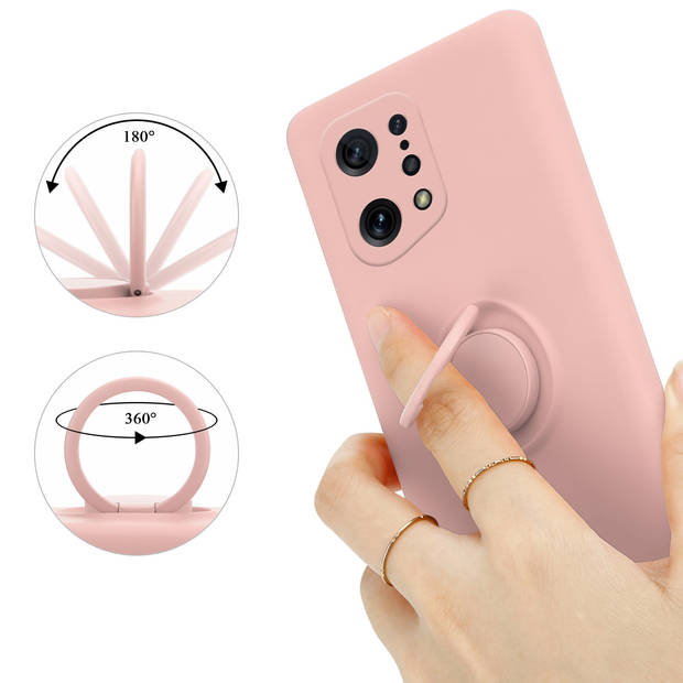 Cadorabo Hoesje geschikt voor Oppo FIND X5 in LIQUID ROZE - Beschermhoes van TPU silicone Case Cover met ring