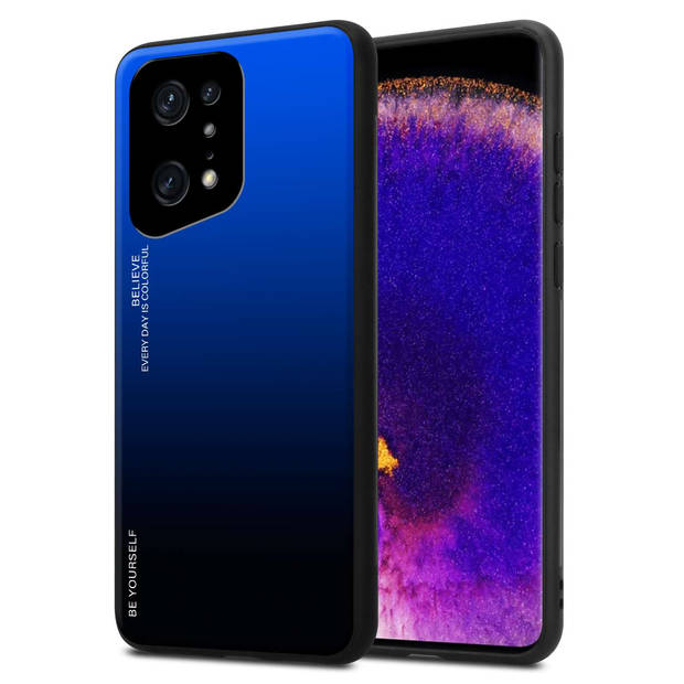 Cadorabo Hoesje geschikt voor Oppo FIND X5 PRO in BLAUW - ZWART - Tweekleurige beschermhoes TPU-silicone Case Cover