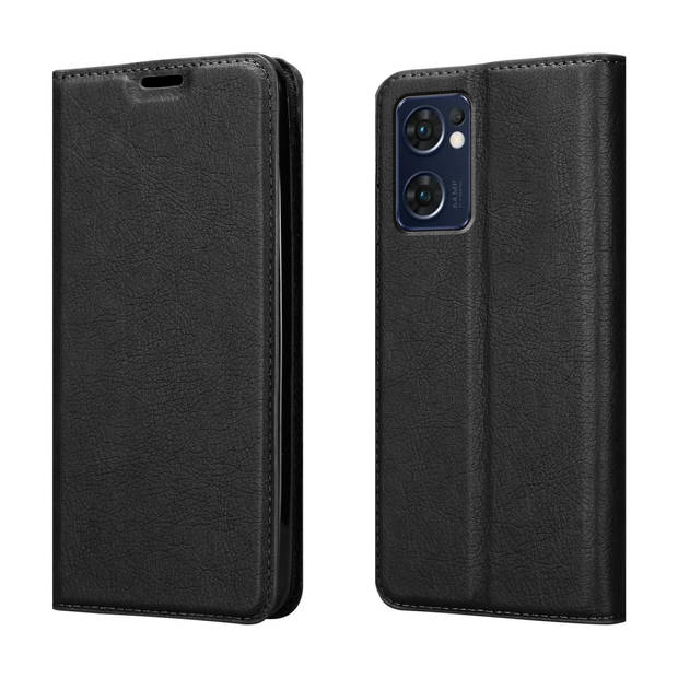 Cadorabo Hoesje geschikt voor Oppo FIND X5 LITE / Reno7 5G in ZWARTE NACHT - Beschermhoes Case magnetische sluiting